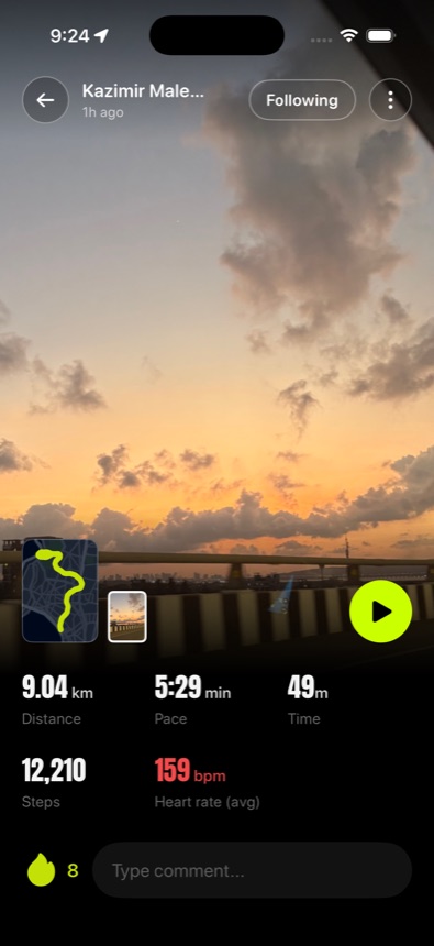 A shared workout post on Amble